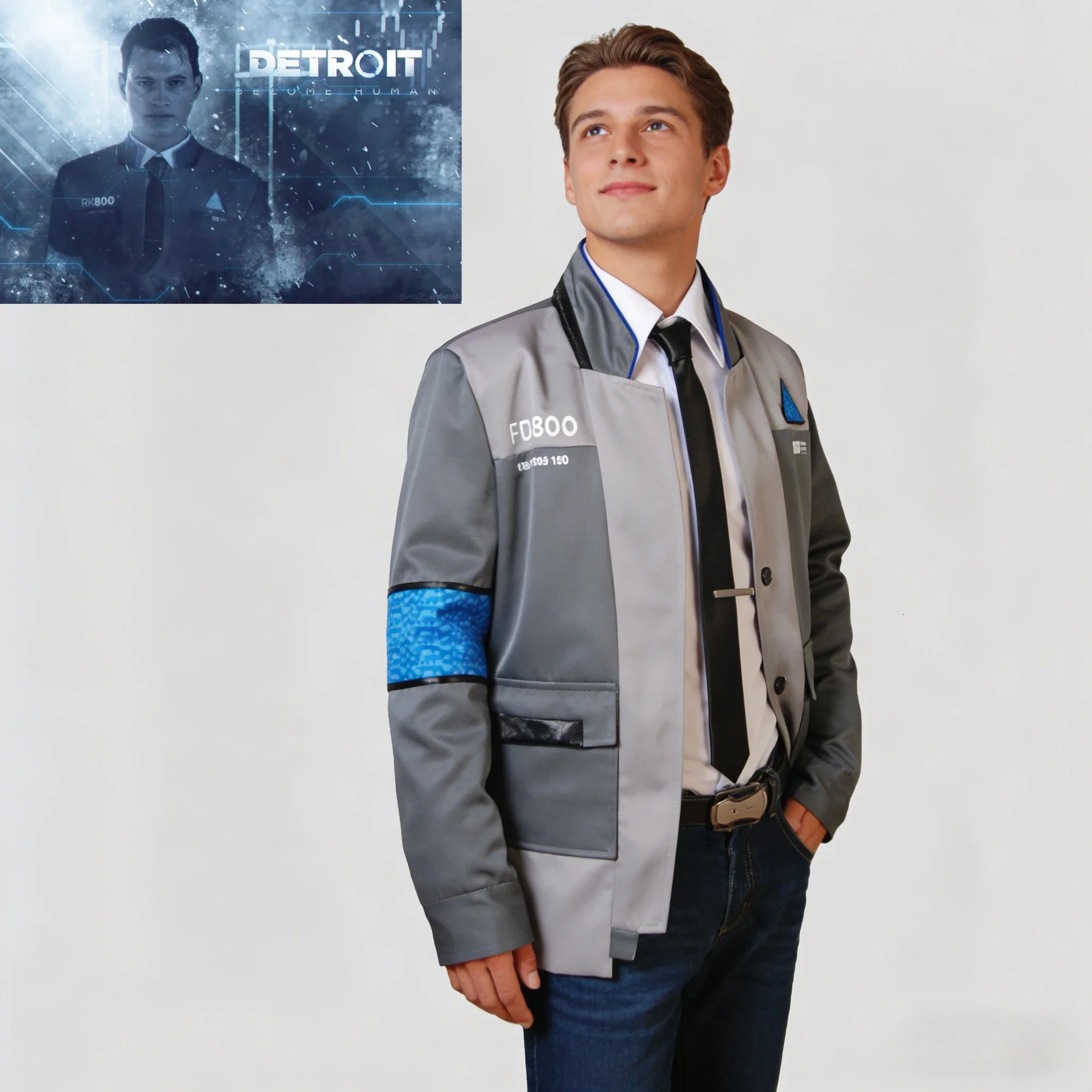 

Game Detroit Become Human Cosplay Costume Connor Cosplay Uniform Men Jacket Full Set of Coats and Shirt Around Role Play Costume