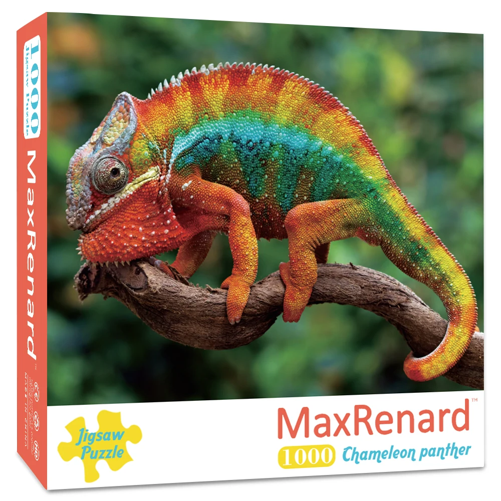 

Maxrenard Jigsaw Puzzle 1000 Pieces for Adult Animal Chameleon Panther Environmentally Friendly Paper Christmas Gift Toy