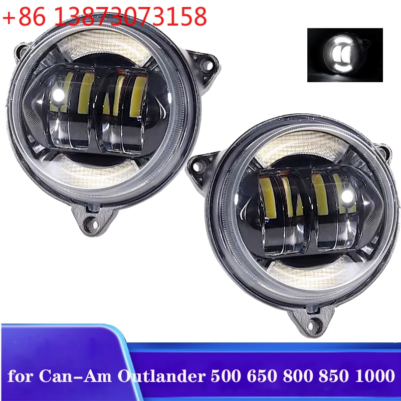 

Pair LED Headlights With Low Beam Halo Ring DRL For Can-Am Outlander 500 650 800 850 1000 XMR STD XT XT-P 2012-2022