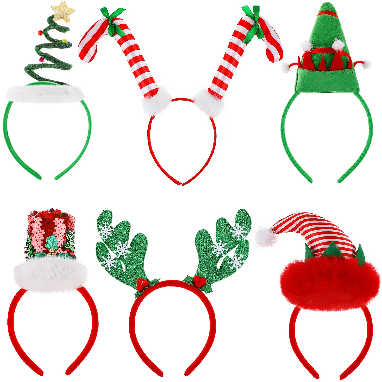 Christmas Headband Christmas-themed Headpieces Santa Hat Hairbands Xmas Headbands for Adults Plastic Party Festival Hoops