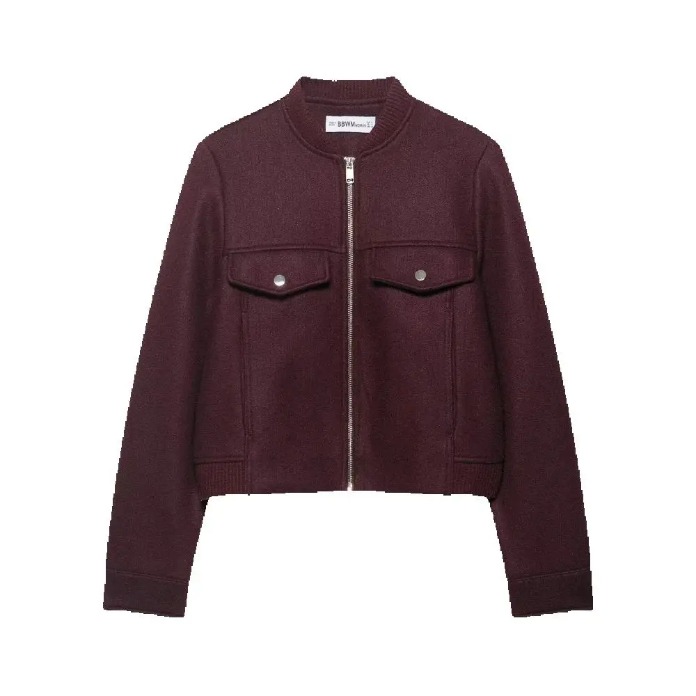 

Women's Soft Loose Top Round Neck Long Sleeve Zipper Pocket Autumn/Winter New Fashion Coat