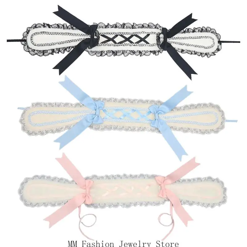 

Elegant Lace Trim Rabbits Ears Headband with Bowknot Design For Fashion Forward Women Halloween and Anime Maid Headwear