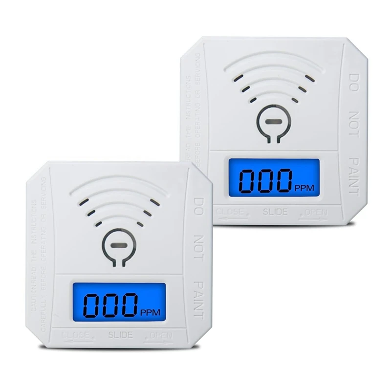 Carbon Monoxide Detector Set Kit 2Pack, CO Gas Monitor Alarm With LCD Digital Display And Sound Warning, CO Alarm