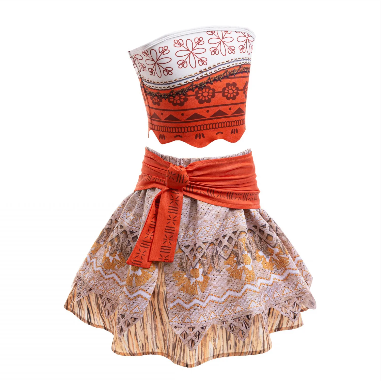 Kids Moana Cosplay Costume Full Set Girls Polynesian Princess Fancy Dress with Accessories Halloween Party Outfit for Children