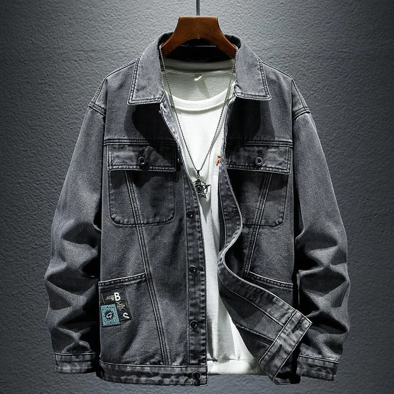 2024 Spring and Autumn New Fashion Solid Color Cotton Large Size Denim Jacket Men's Casual Relaxed Comfortable Breathable Jacket