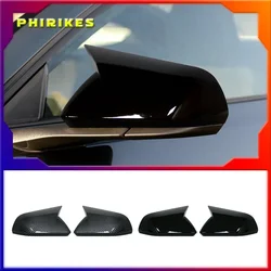 1 Pair Glossy Black Carbon Fiber Color Rearview Side Mirror Cover Caps for Ford Mustang 2015-2022 Auto Exterior Accessories