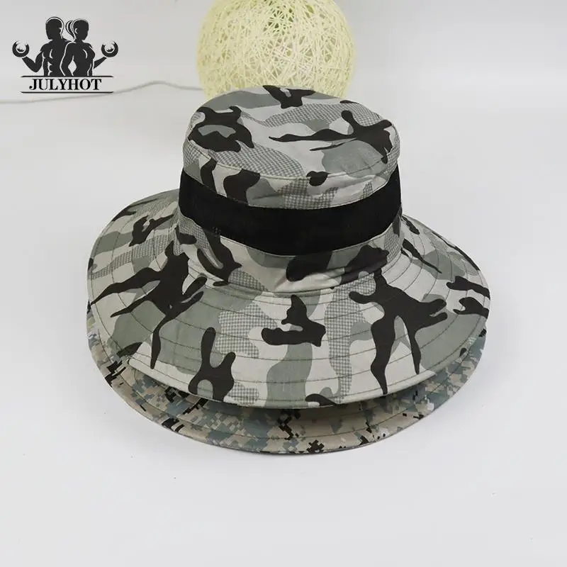 Tactical Camouflage Bucket Hats Men Women Summer Sunproof Breathable Camping, Fishing, Hiking, Military Exercise Cap Hat