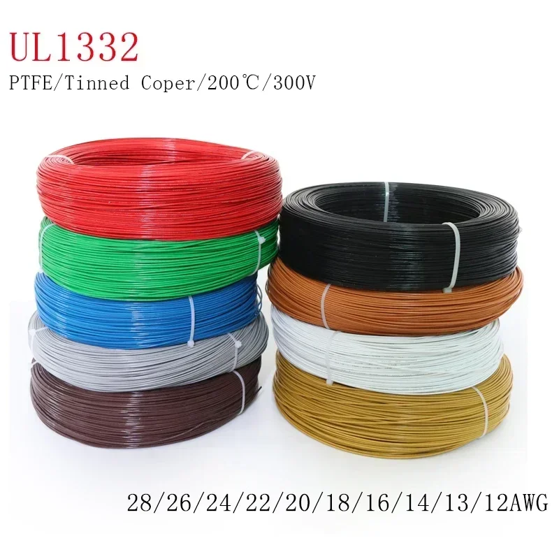 1/5M UL1332 PTFE Wire 28/26/24/22/20/18/16/14/13/12 AWG FEP Plastic Insulated High Temperature Electron Cable For 3D Printer