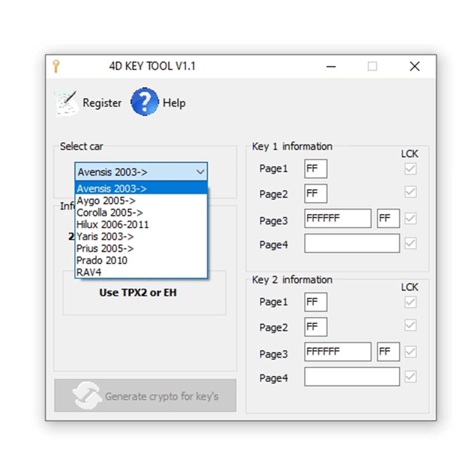 IMMO For Toyota 4D Key Tool V1.1 For Toyota 2005-2010 Immobilizer Repair Software and Synchronization with Motor ECU Utility.