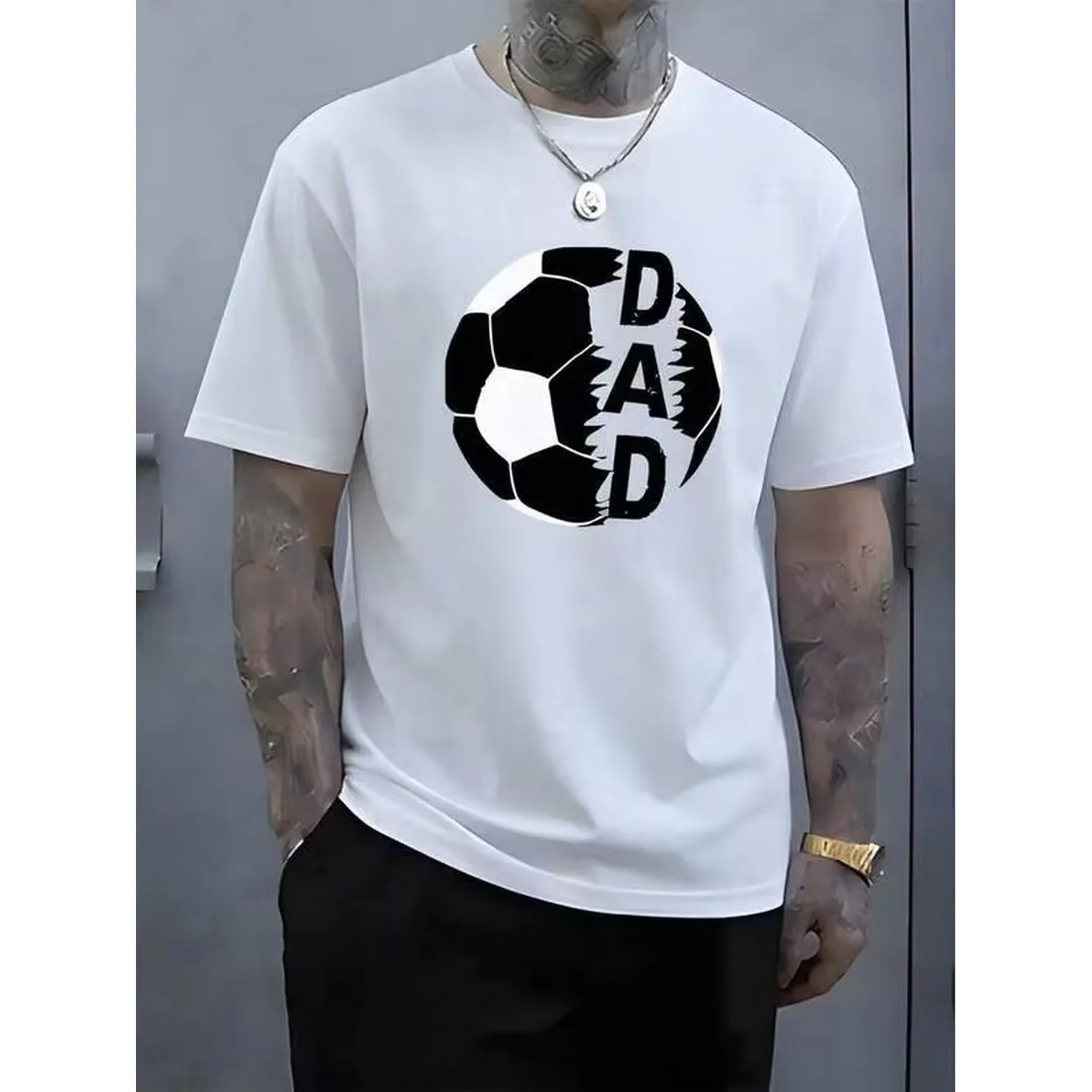 Summer Tops2026Exclusive Father's Day T-Shirt Featuring A Vintage Football Dad Print, Perfect For Warm Weather, With A Classic Minimalist Design And B