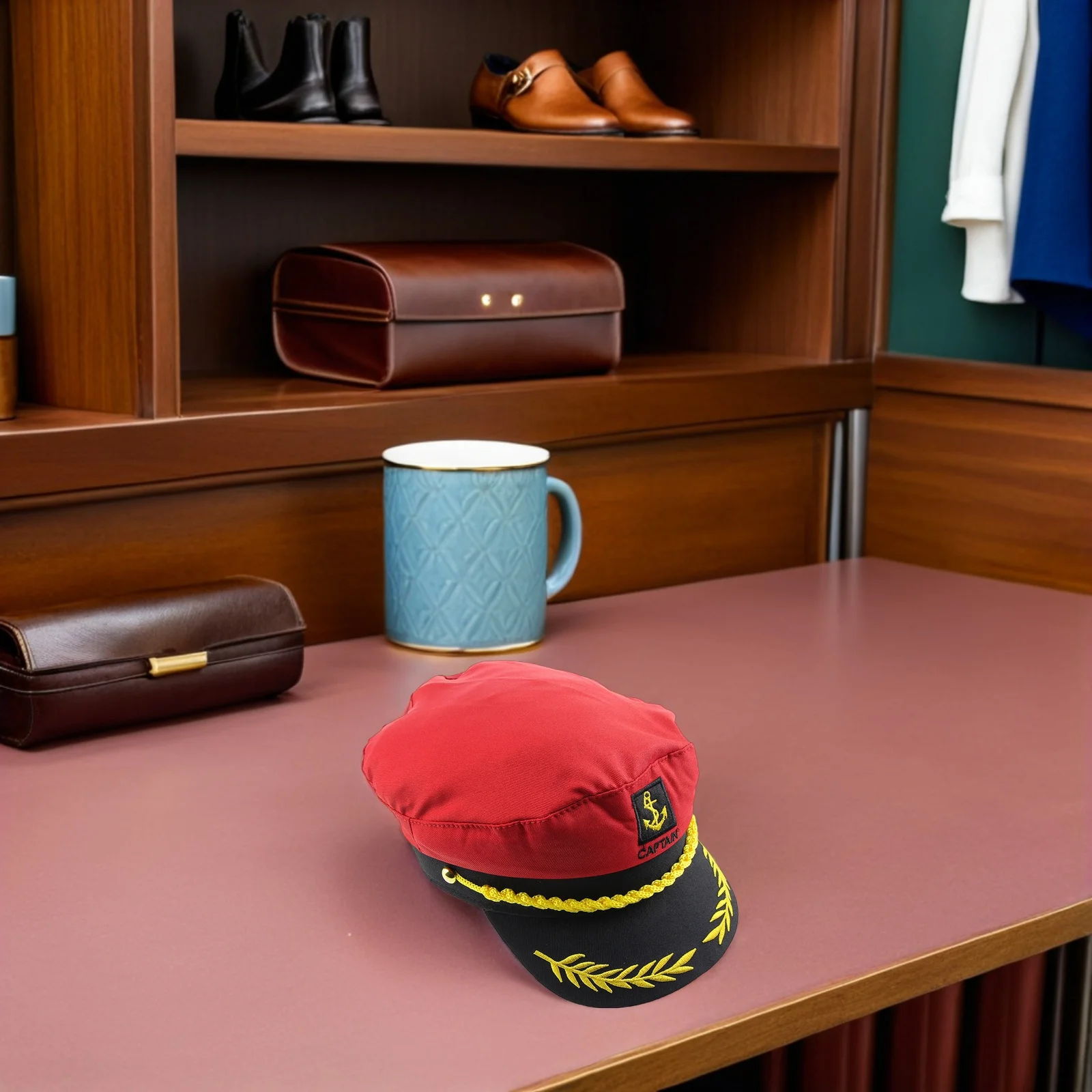 

2Pcs Embroidered Captain Navy Hat Sailor Style Lightweight Party Cosplay Costume Accessory Boating Navy Boater Hat