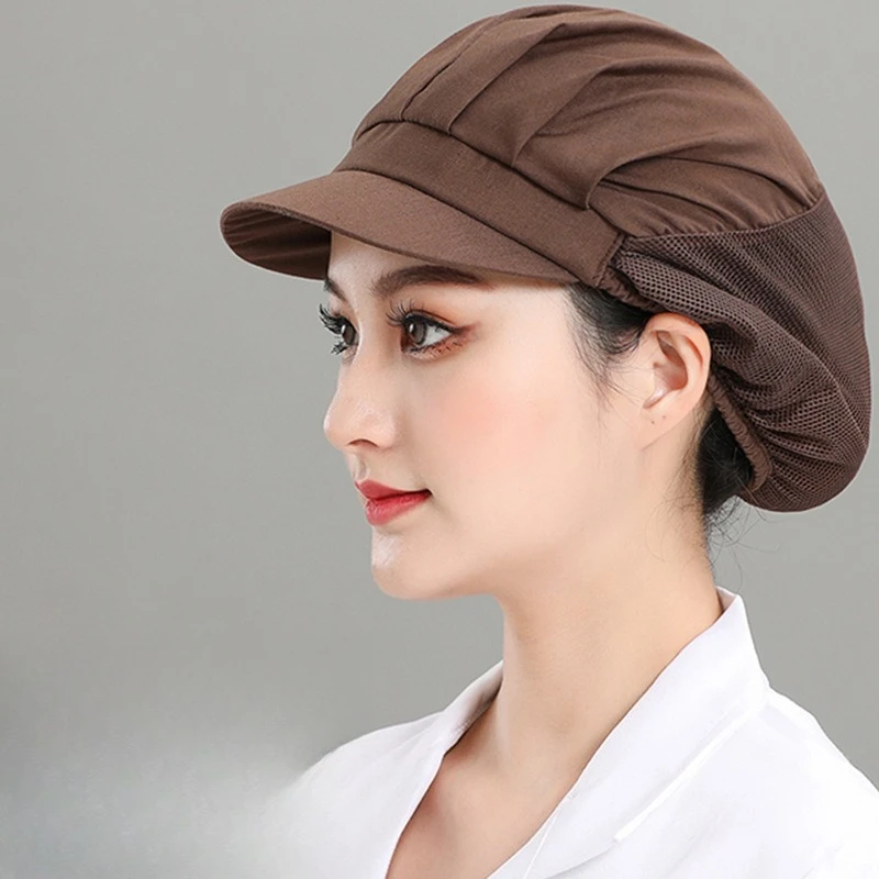 Breathable Mesh Chef Cap For Food Factory Canteen Kitchen Dust Oil Proof Hair Protection Work Hat