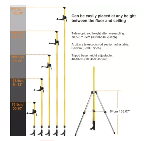 Huepar Laser Tripod LP36 Telescoping Pole with 1/4-Inch by 20-Inch Laser Mount for Rotary Included LP36 & 5/8\