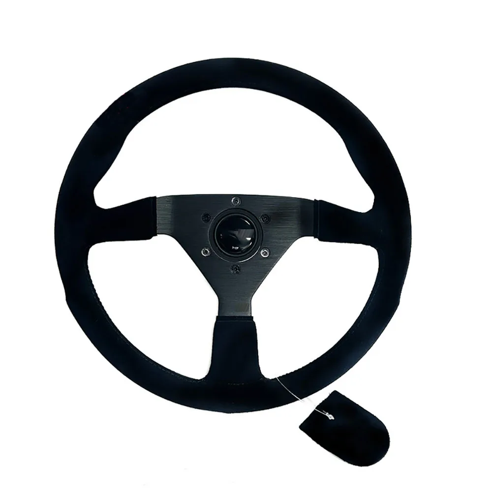 New Modification Steering Wheel V1 Suede 14 Inch 350MM Matte Fur Black Line Racing Steering Wheel Universal Car Accessories ﻿