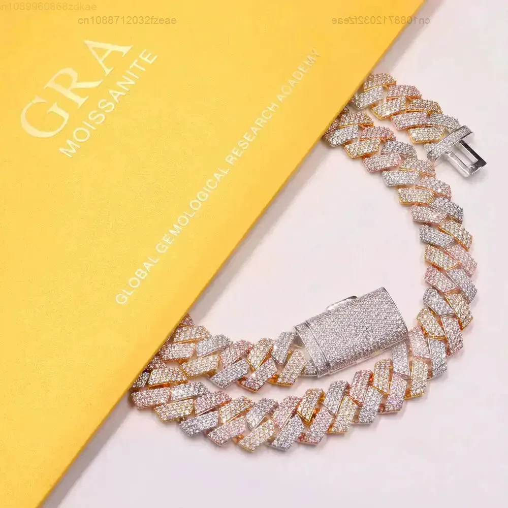 

Customize Hip Hop Jewelry Bling Iced Out Fine Jewelry Necklaces 925 Vvs Moissanite Cuban Link Chain for Men Women