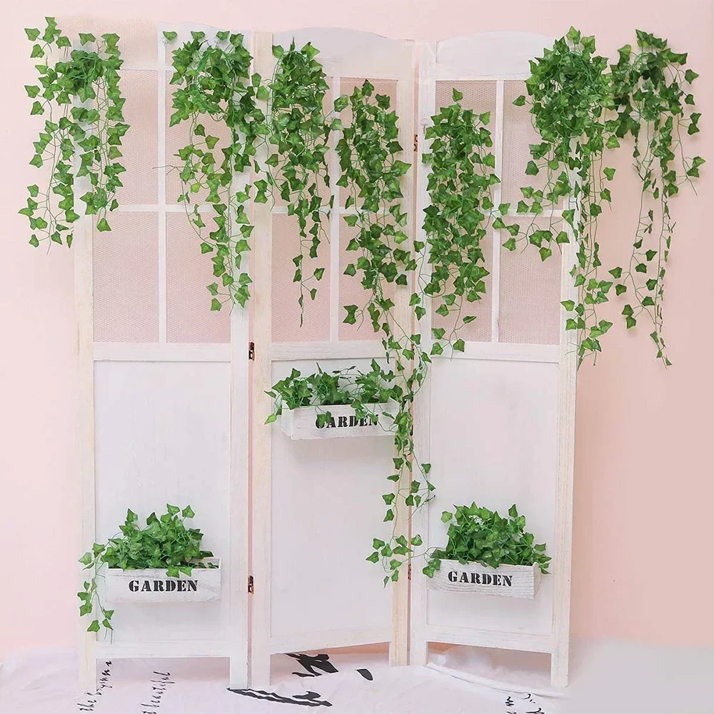 2.2M Wall Plant Green Ivy Leaf Hanging Vine DIY Fake Wreath Leaves Artificial Garland Silk Home Garden Decoration Wedding Party