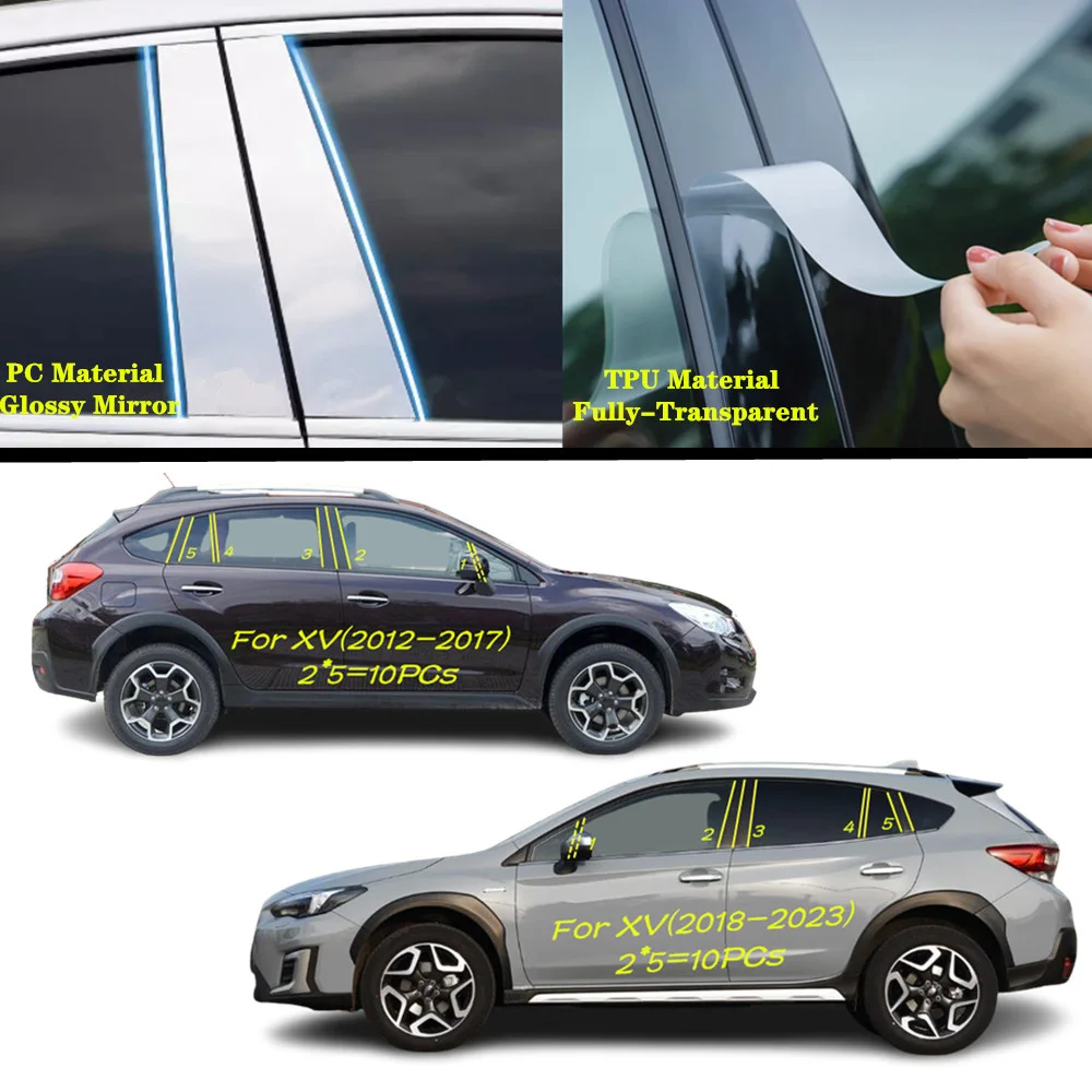 

For Subaru XV 2012-2015-2017 2018 2019-2023 Car TPU/Glossy Mirror Pillar Post Cover Door Trim Window Molding Sticker Accessories
