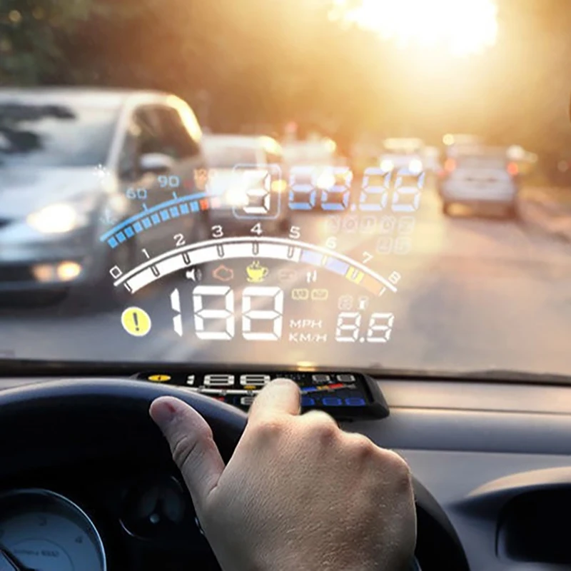 

Car Speed HUD With Bracket 5.5'' Screen OBD Windshield Projector Speedometer Gauge Voltage Coolant Head Up Display Truck Vehicle