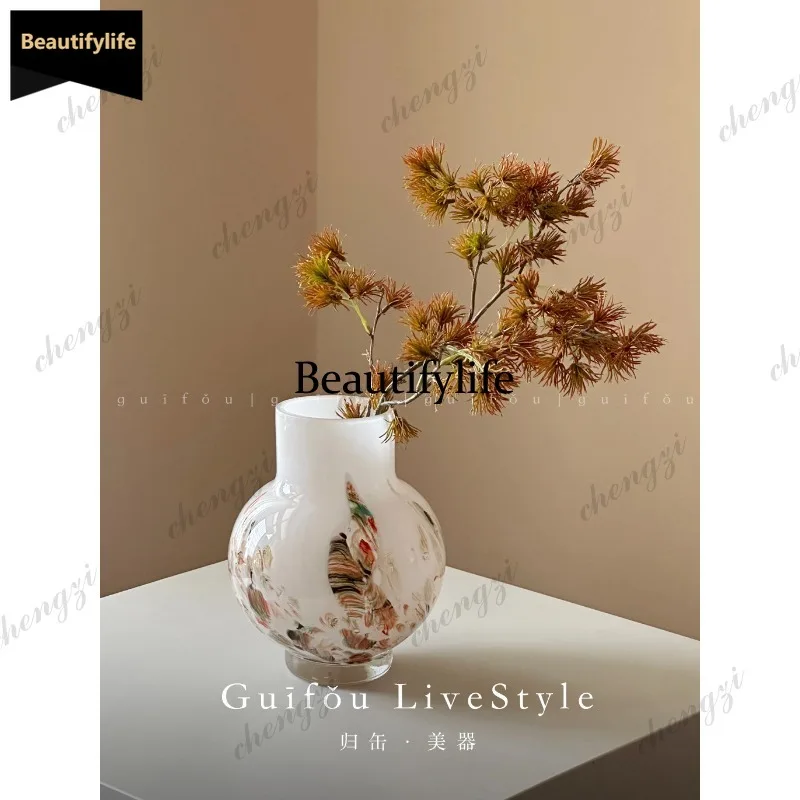 D80 Song Dynasty aesthetic desktop mini glazed small vase glass design sense antique bedroom ornament