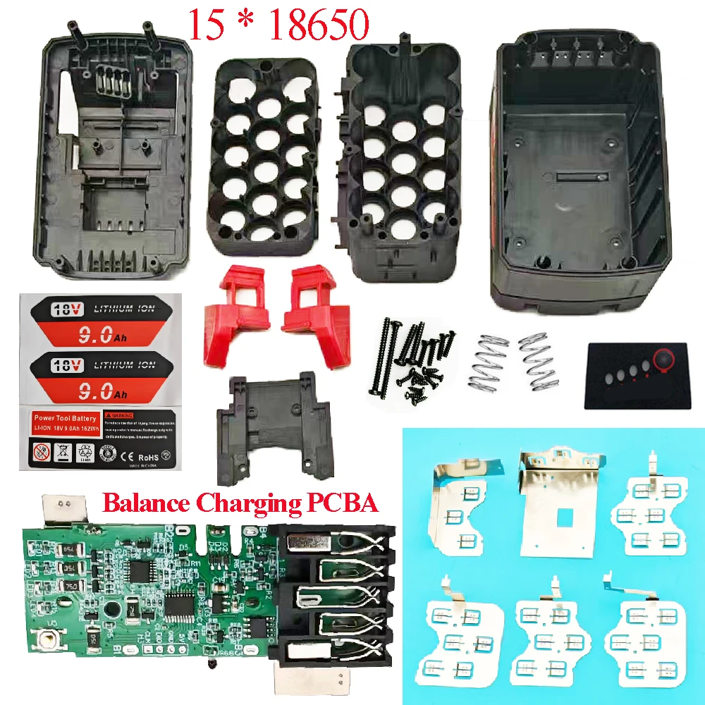 15X18650 For M18 Lithium Ion Battery Case BMS PCB Balance Ch