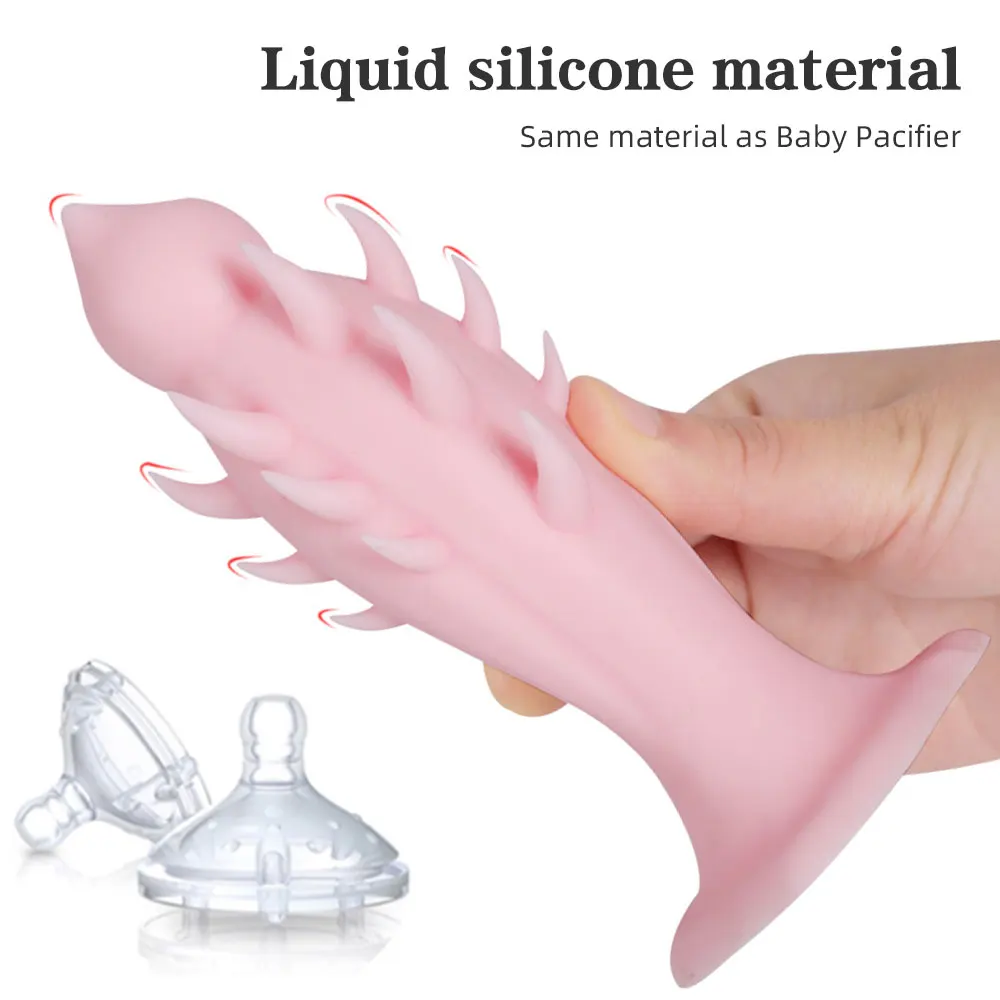 Barbs Dildo Silicone Animal Penis Lesbian Wearable Suction Masturbation Cup Dick Hands-Free Play Vaginal Women Female Sex Toys