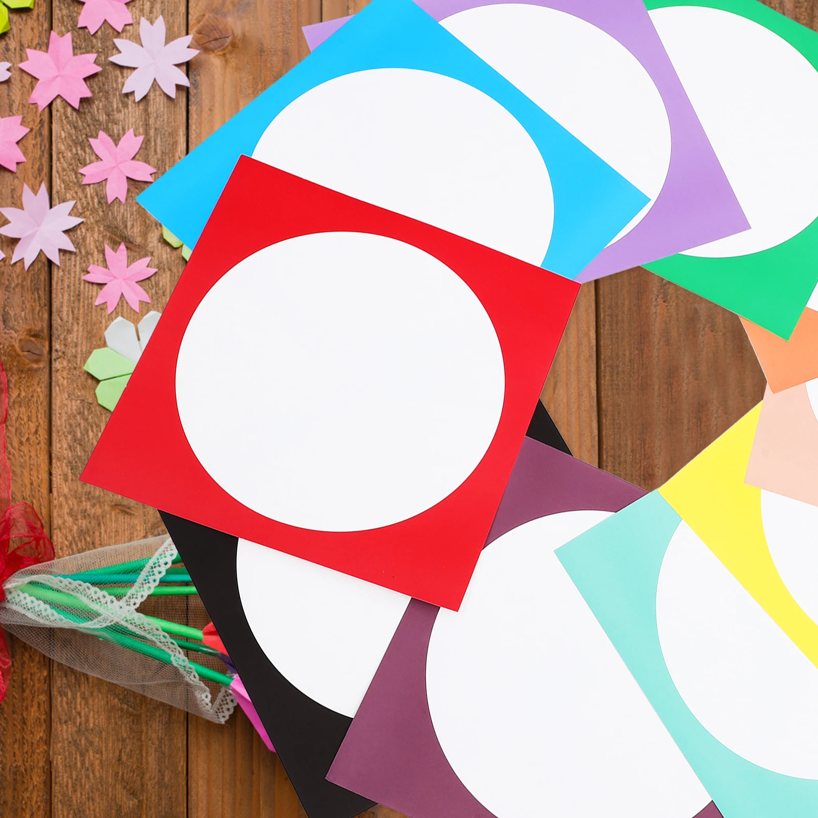 

10pcs Outer Square Inner Circle Thick Blank Cardstock Paper for Painting Drawing Art Projects Greeting Sketch Calligraphy Craft