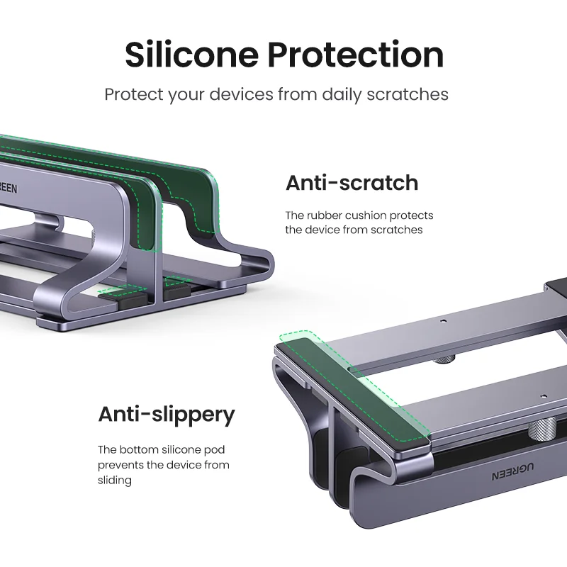 UGREEN Stand Holder Laptop Vertikal Stand Notebook Aluminium Dapat Dilipat Stand Laptop Tablet Support untuk Macbook Air Pro PC 17 Inci