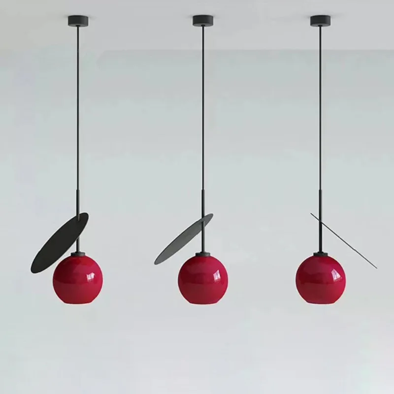 Cherry Pendant Lights Nordic Red/White Glass Pendant Lamp for Restaurant Living room bedroom Children's Room Hanging Lamp