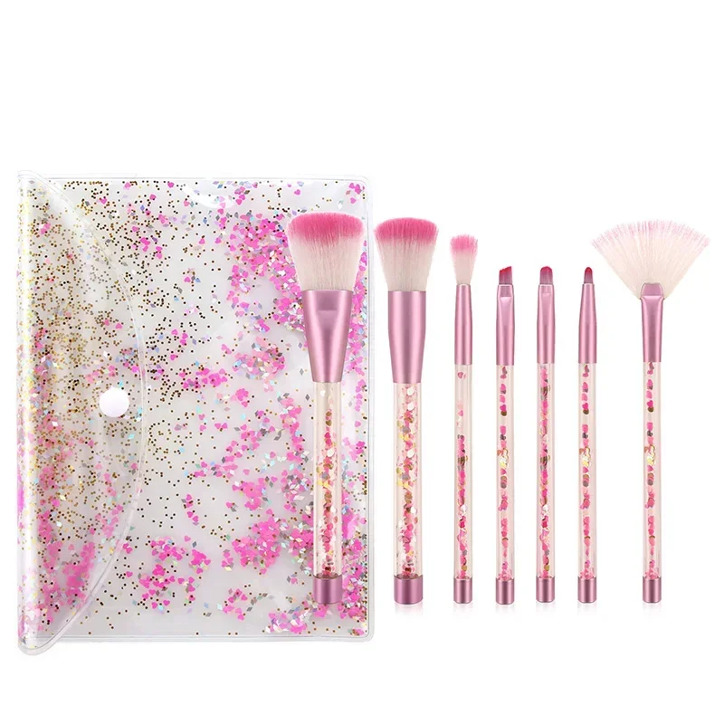 Fashion 7pcs/set Makeup Brush Set Glitter Shinny Crystal Foundation Blending Power Contour Face Cosmetic Beauty Make Up Tool Set