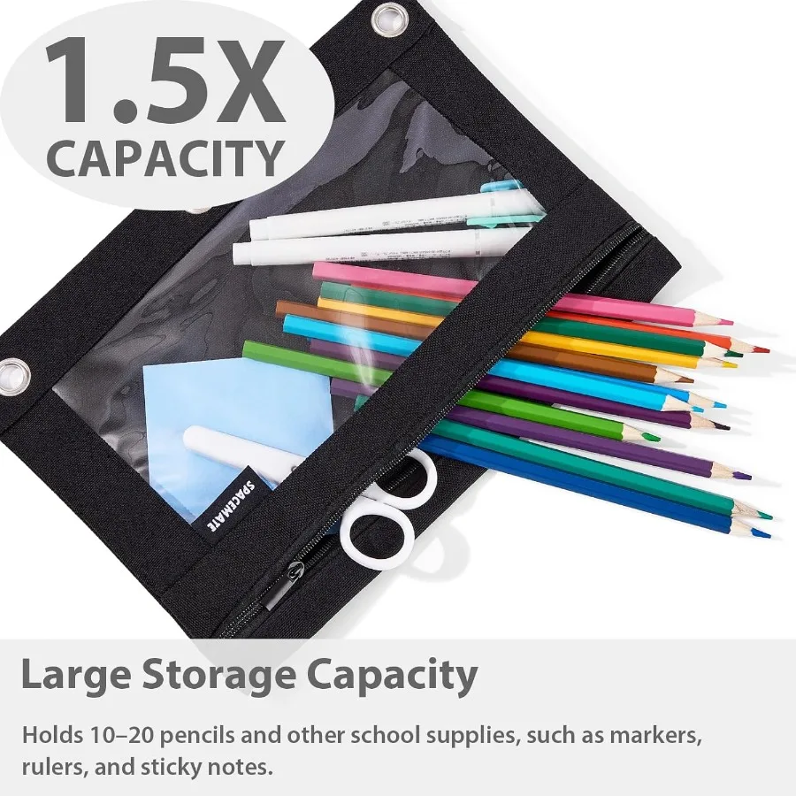 Raccoglitore Peil Custodia Scatola Borsa per 3 Raccoglitore ad anelli Materiale scolastico Ragazze Ragazzi Trasparente Preppy Roba Grande Estetica Pen Organizer Ba