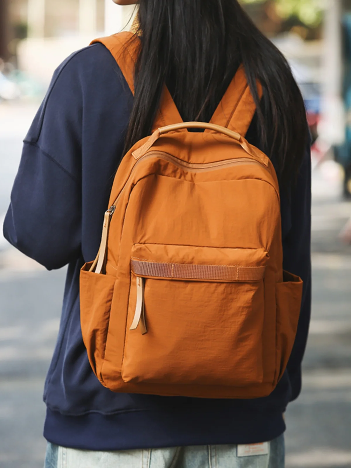 

Lightweight Travel Women's Bapa Nylon Hiking Bag Waterproof Pure Color Bookbag for College Students Sweet School Sle