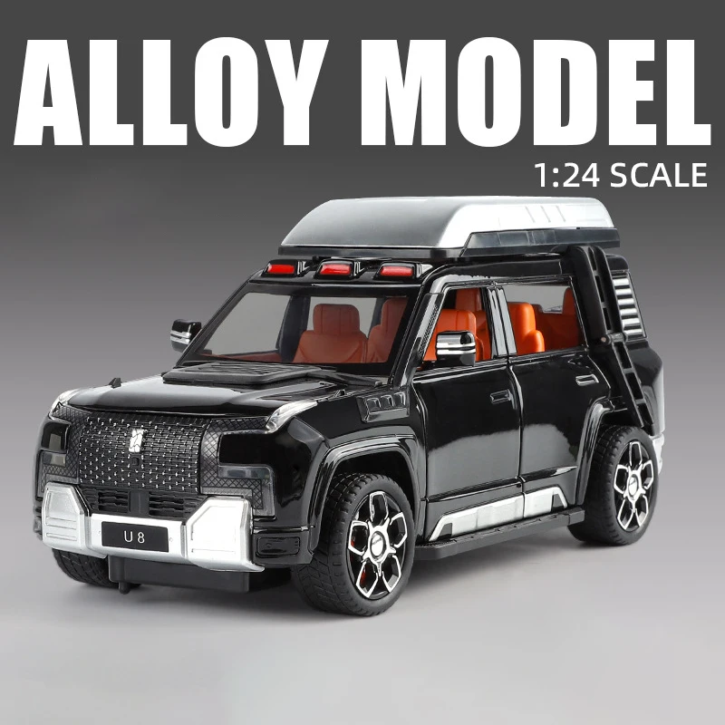 子供のための鋳造合金おもちゃの車,光と音の収集品,1:24,BYD-SUV