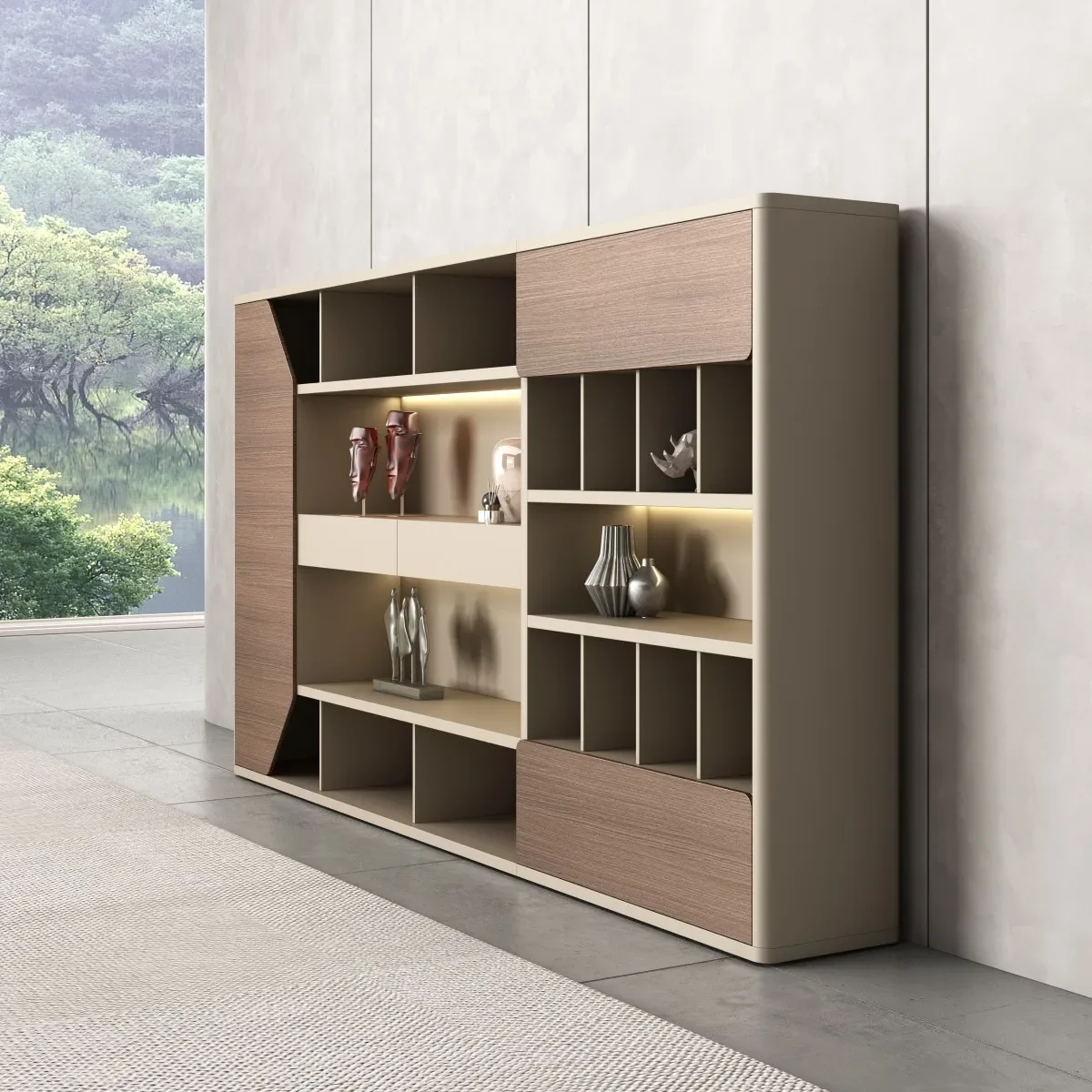 Luxury open storage shelf office furniture executive ceo room wooden office file cabinet