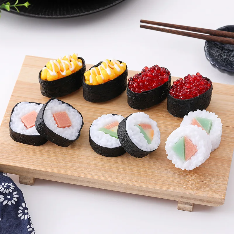 Comida Japonesa, Sushi Occidental, Accesorios de Decoración Artificiales para Sushi, Maki, Nigiri, Sashimi, Gunkan, Modelo de Arroz con Mariscos, 5 Piezas/Lote