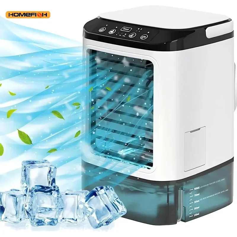 homefish-air-conditioner-portable-fan-desktop-dual-spray-ultrasonic-atomization-3-speed-mute-air-cooler-night-light-electric-fan