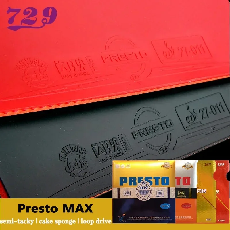 

Friendship 729 PRESTO MAX Spin / Speed Table Tennis Rubber Professional Pips in Non-Sticky Ping Pong Rubber with Cake Sponge