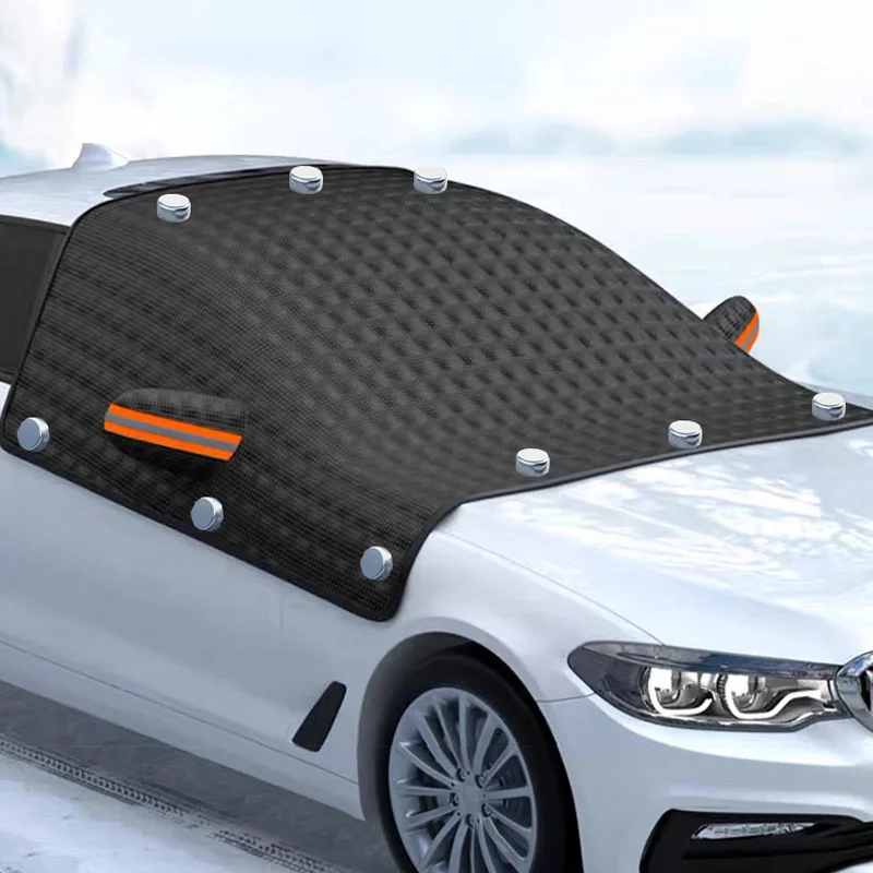 

Black Car Front Windshield Cover Sun Shade Snow Car Cover Sunshield Dust Waterproof Protection Outdoor Exterior Protector