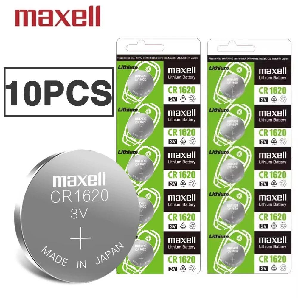 10PCS Original MAXEL L CR1620 Lithium Battery 3V ECR1620 CR 1620 for Car Remote Control Watch Motherboard Scale Button Coin Cell