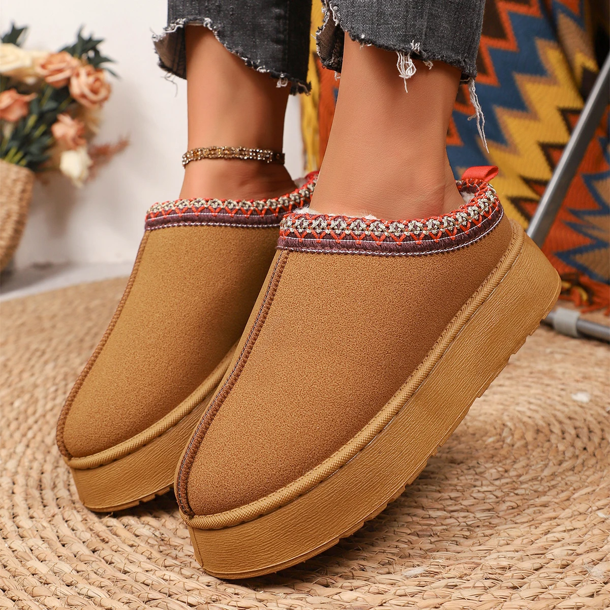 

Модные и легкие зимние ботинки больших размеров, новые зимние удобные теплые повседневные тапочки с круглым носком и плоской подошвой