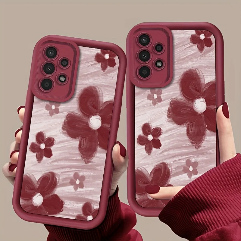 Flower Pattern Phone Case For Samsung Galaxy Wide 8 7 6 5 4 A54 A14 A12 A13 A15 A32 A33 A24 A52S A22 5G A23 Back Cover Coque