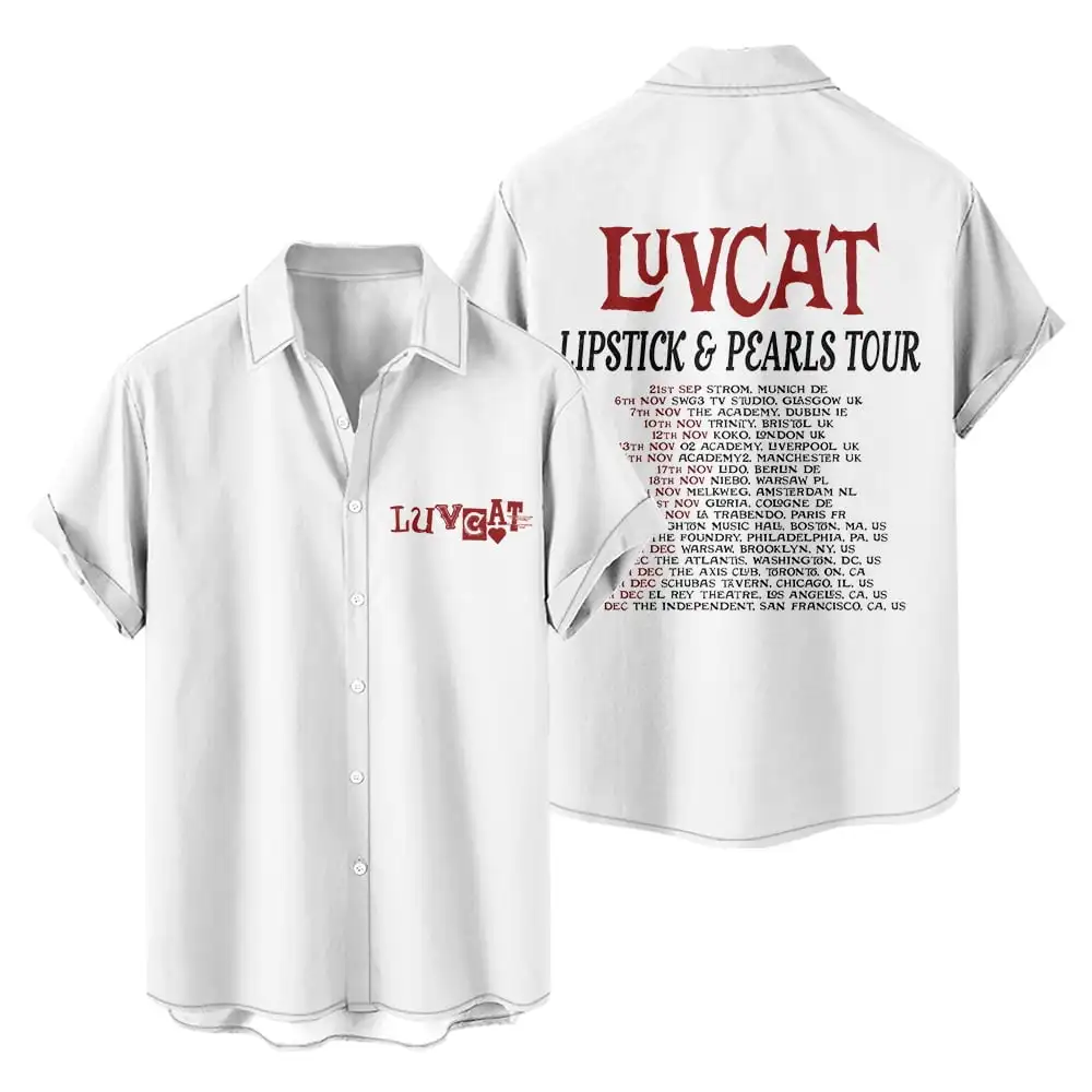 

Luvcat Lipstick And Pearls Tour Merch Men Short-Sleeve Shirts