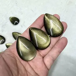 Colar dourado obsidiana pingente, pedras preciosas naturais jóias, presente para homens e mulheres, atacado