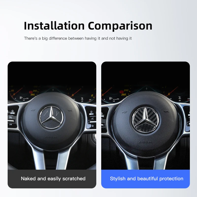 45/49MM Carbon Fiber Car Steering Wheel Emblem Stickers accessories For MercedesBenz AMG W206 W204 W205 W212 W213 W221 W222 W223