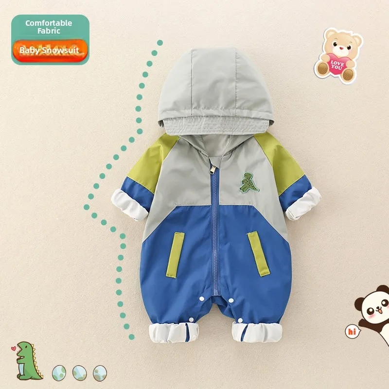 

Autumn Outfit Baby Boy Romper Zipper Long Sleeve Double Layered Crawler Suit Comfortable Breathable Cotton Unisex Kids Clothes