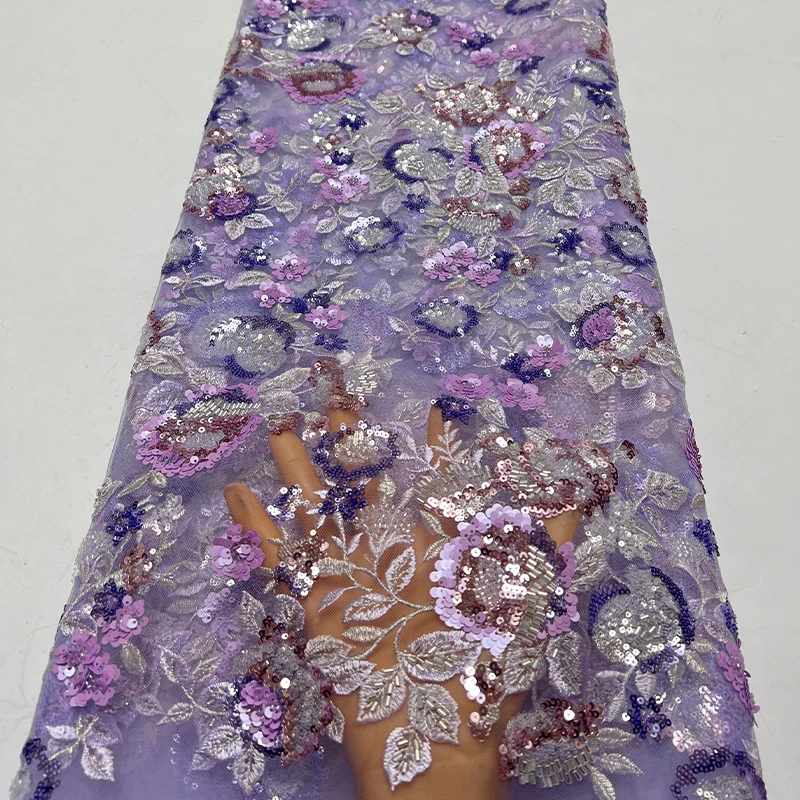 Роскошная французская кружевная сетчатая ткань, модная африканская кружевная ткань с вышивкой бисером и разноцветным узором, вышивка блестками