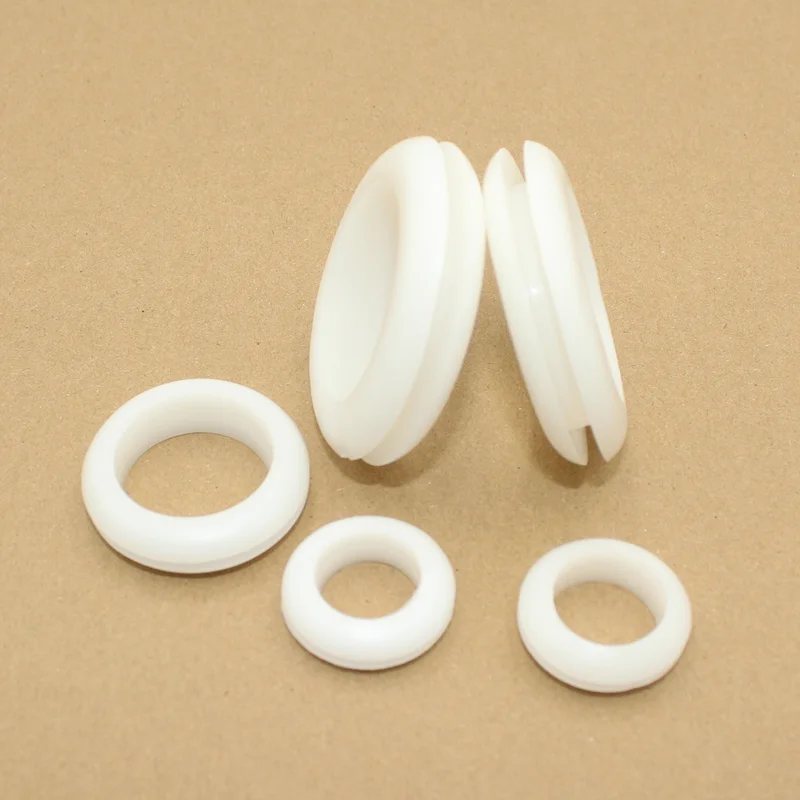 White Rubber Double-Sided Grommet with Slot Rings – Cable Wire Protector, Seal Insulation Hole Plug Gasket for Firewall 100/5Pcs