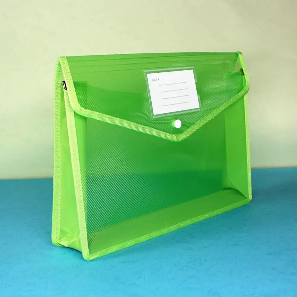 Cartella di File A4 con cartella di File di etichette borsa di immagazzinaggio carta di prova cartella di chiusura a scatto da tavolo borsa per Organizer di File di documenti di cancelleria