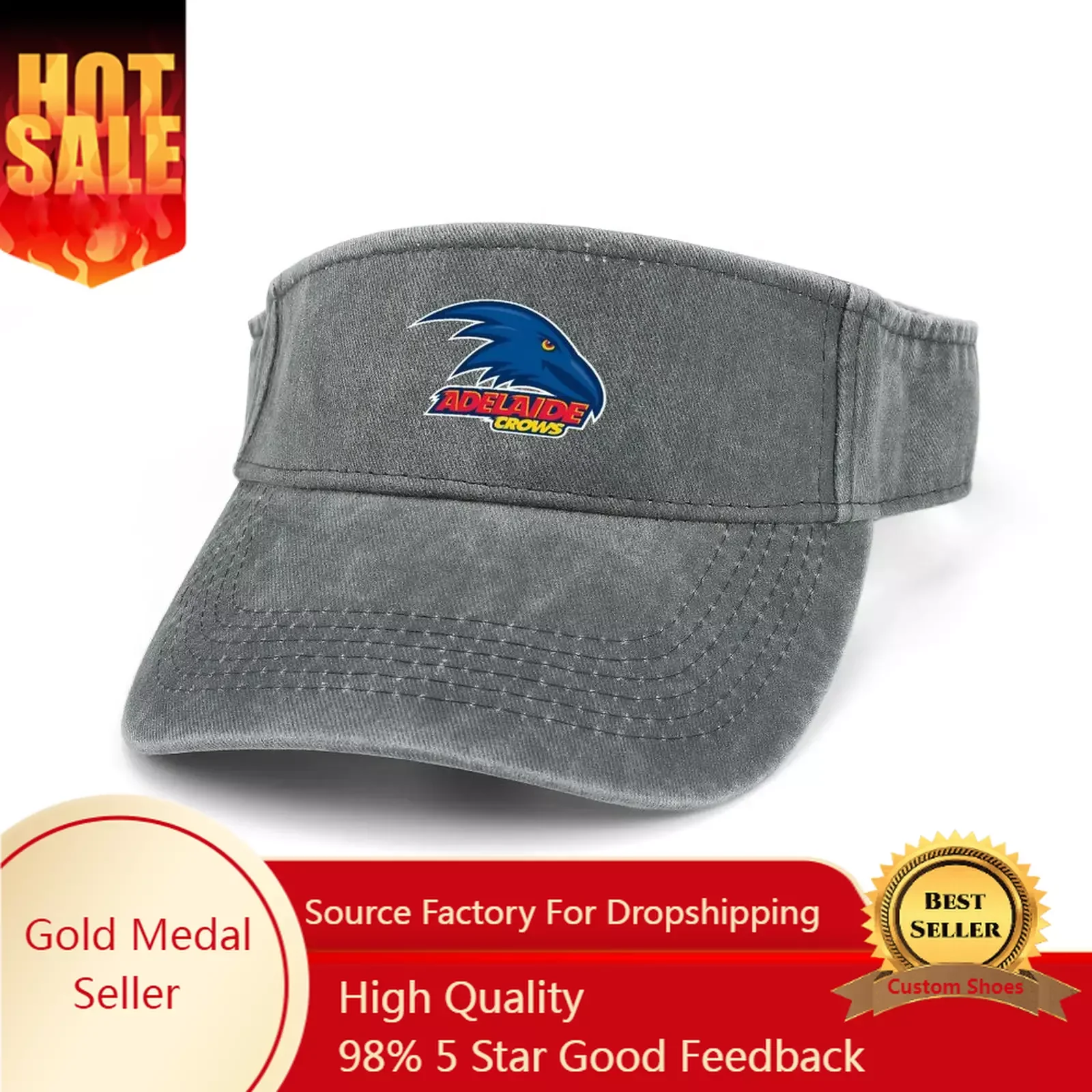 

Adelaide Crows Australian Football custom made Sun Visor Leaky Top Cowboy Hats Mens Womens Customized DIY Cap Empty Open Top Hat