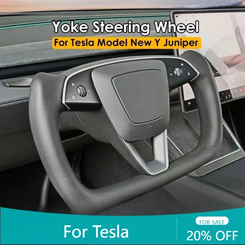 

For Tesla 2025 Yoke Handle for New Model Y Juniper Heating Yoke Steering Wheel Personalized Racing Leather Customized Accessory