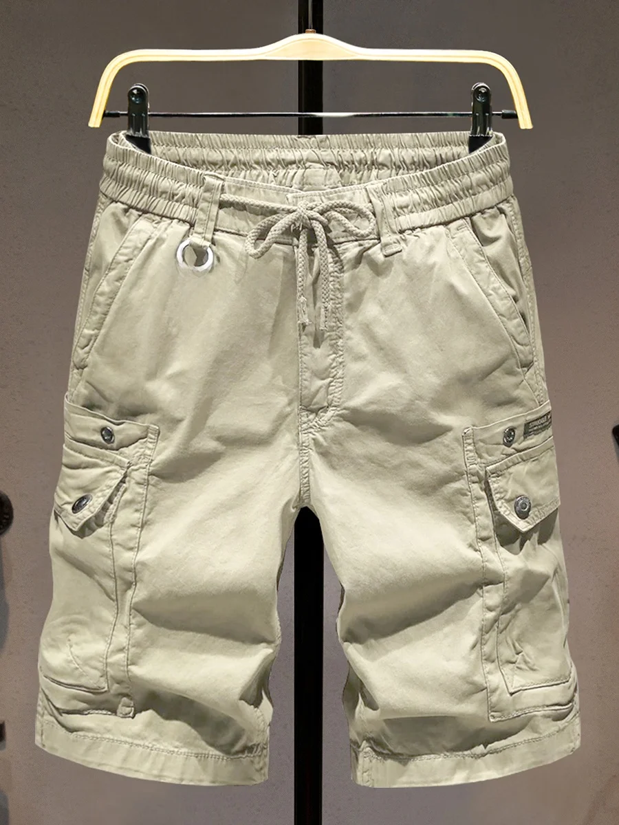 

Мужские повседневные брюки-карго цвета хаки, летние, модные, в американском ретро-стиле, прямого кроя, длиной до колена